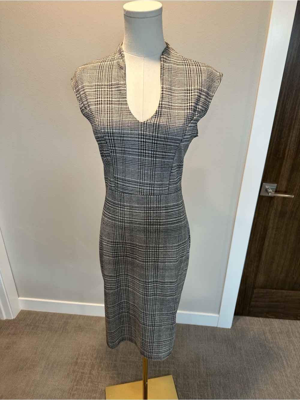 Rolla Coster Gray Plaid Midi Sheath Dress